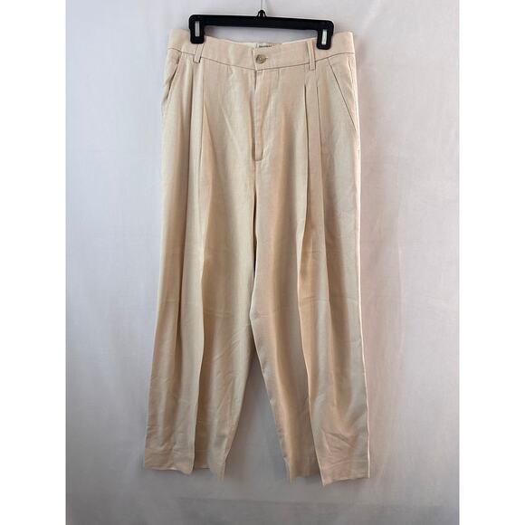 Banana Republic Lena Wide Leg Linen Blend Pant Trouser Pleat Front Pants Cream 8 - Picture 1 of 8